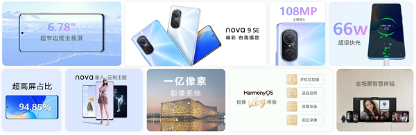 年轻人的一亿像素HarmonyOS手机,华为nova9 SE正式发布2199元起