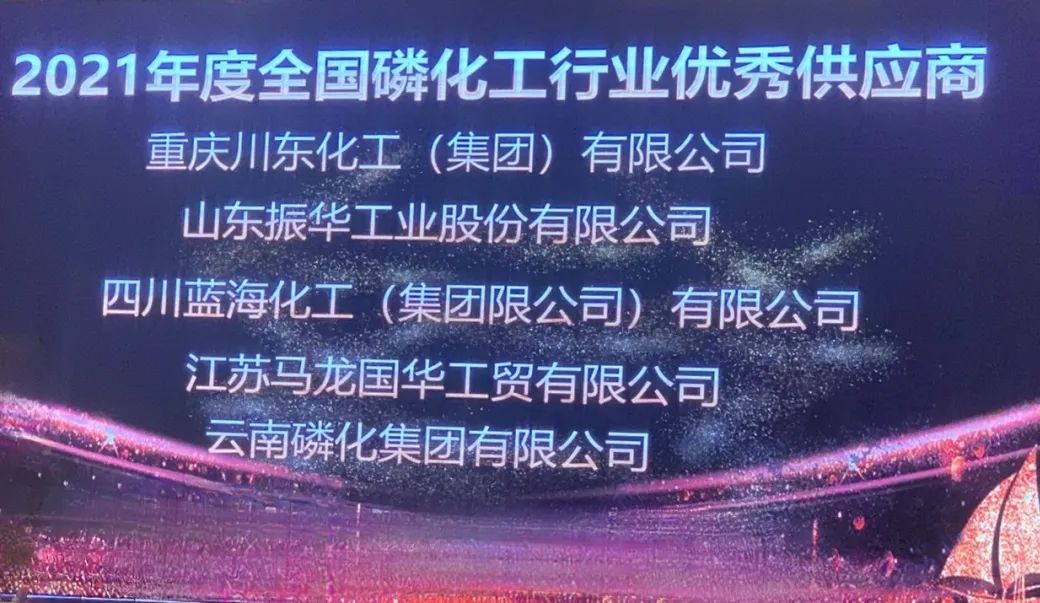 江苏马龙国华工贸有限公司荣膺2021年度全国磷化工行业优秀供应商