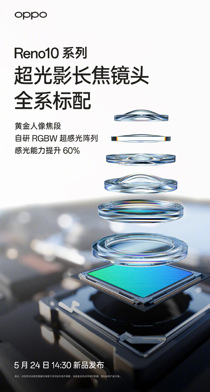 全系标配超光影长焦镜头，OPPO Reno10系列5月24日发布，拍照全面升级