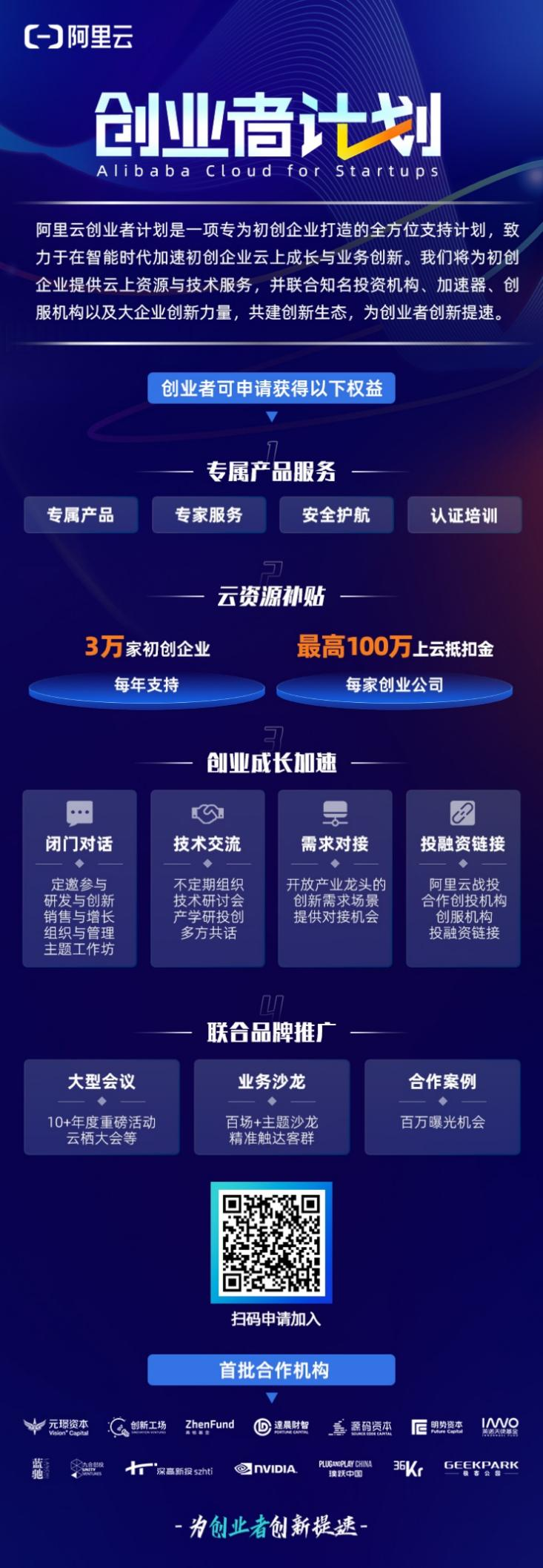 阿里云发布创业者计划：支持30000家创业公司，每家公司最高可获100万云资源